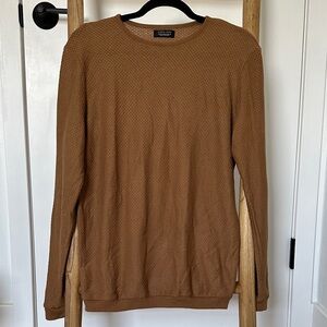 Zara Men’s Brown Textured Crewneck Sweater